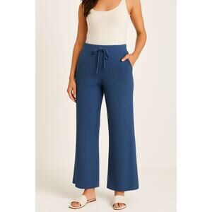 NEW-NWT Steele Blue Ribbed Knit Wide Leg Lounge Pants Size Small